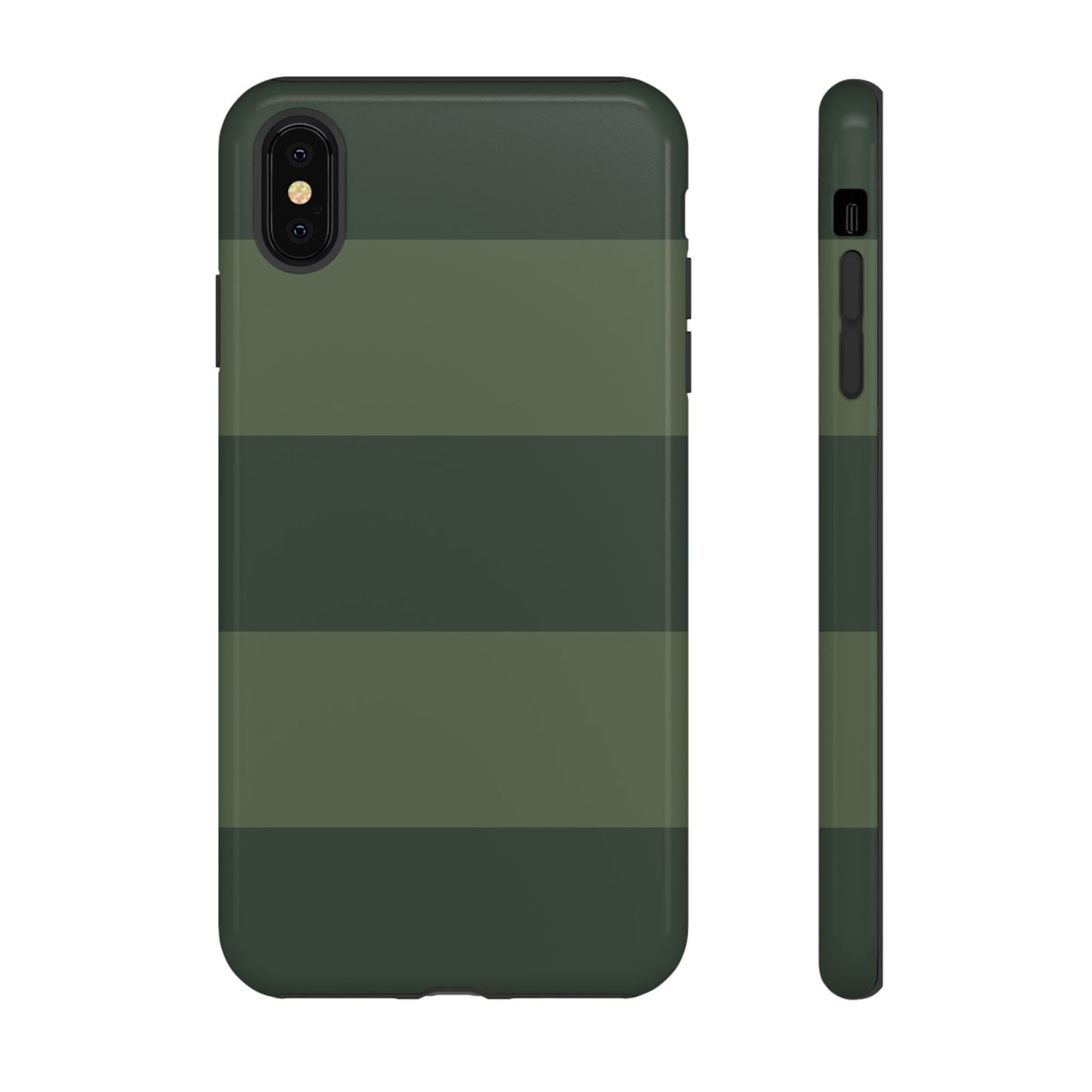 iPhone XS MAX / Glossy Phone Case - Green Horizontal Stripe Pattern Phone Case