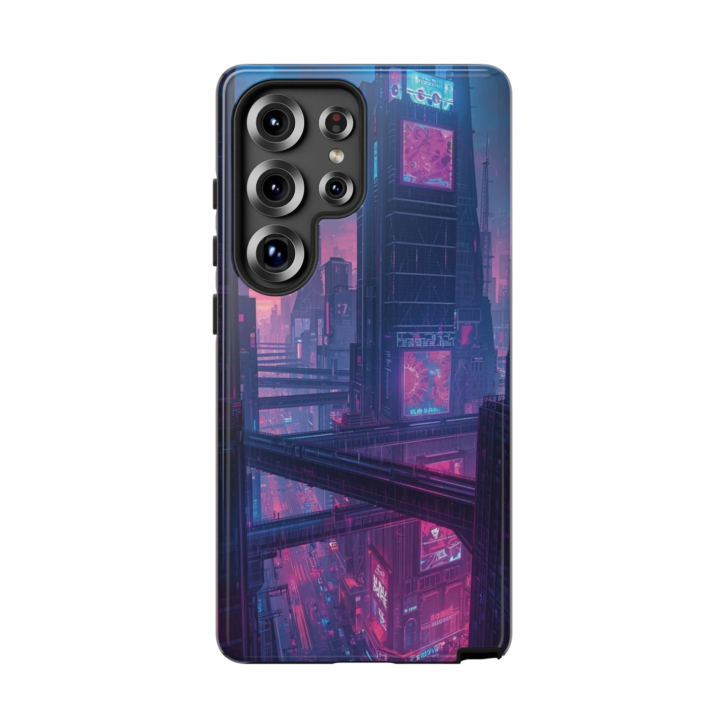 Neon Cyberpunk Megacity Sci-fi Phone Case - Blue Phone Case - Samsung Galaxy S25 Ultra / Glossy