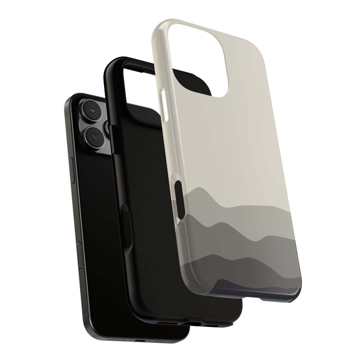 Ivory Abstract Waves Protective Phone Case - White Phone Case