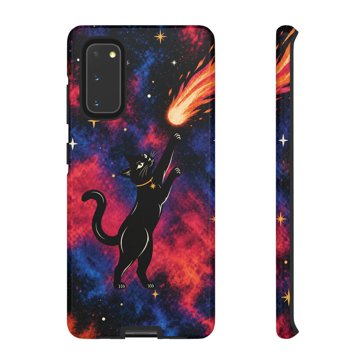 Whimsical Multicolour Celestial Black Cat Phone Case