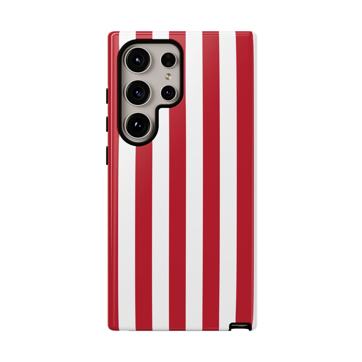 Samsung Galaxy S24 Ultra / Glossy Phone Case - Simple Dark Pink & White Stripe Pattern Phone Case