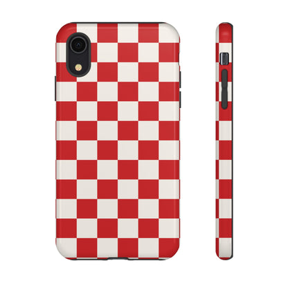 iPhone XR / Glossy Phone Case - ’Red Checkered Pattern’ Phone Case