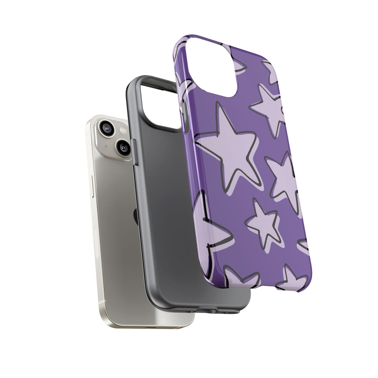 Violet Purple Doodle Star Phone Case
