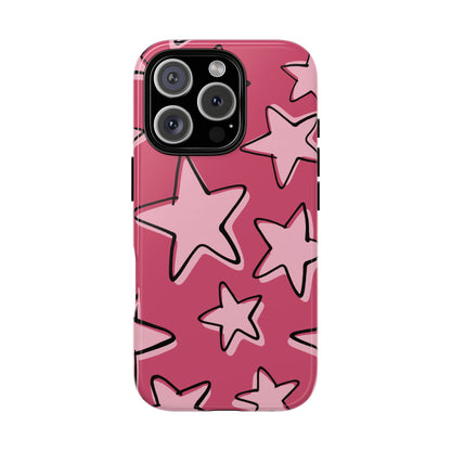 Raspberry Pink Doodle Star Phone Case