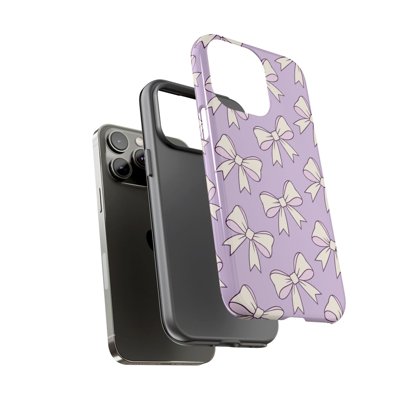 Chic Lilac Bow Pattern Phone Case