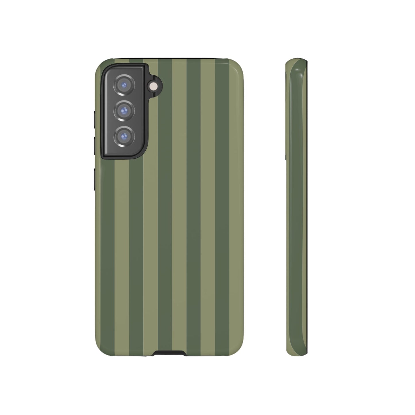 Samsung Galaxy S21 FE / Glossy Phone Case - ’Green Stripe Pattern’ Phone Case