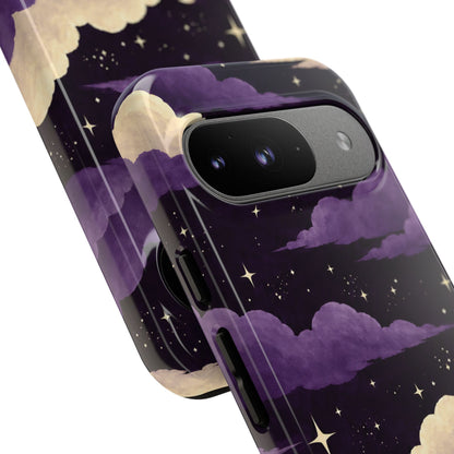 Illustrated Purple Clouds & Stars Phone Case