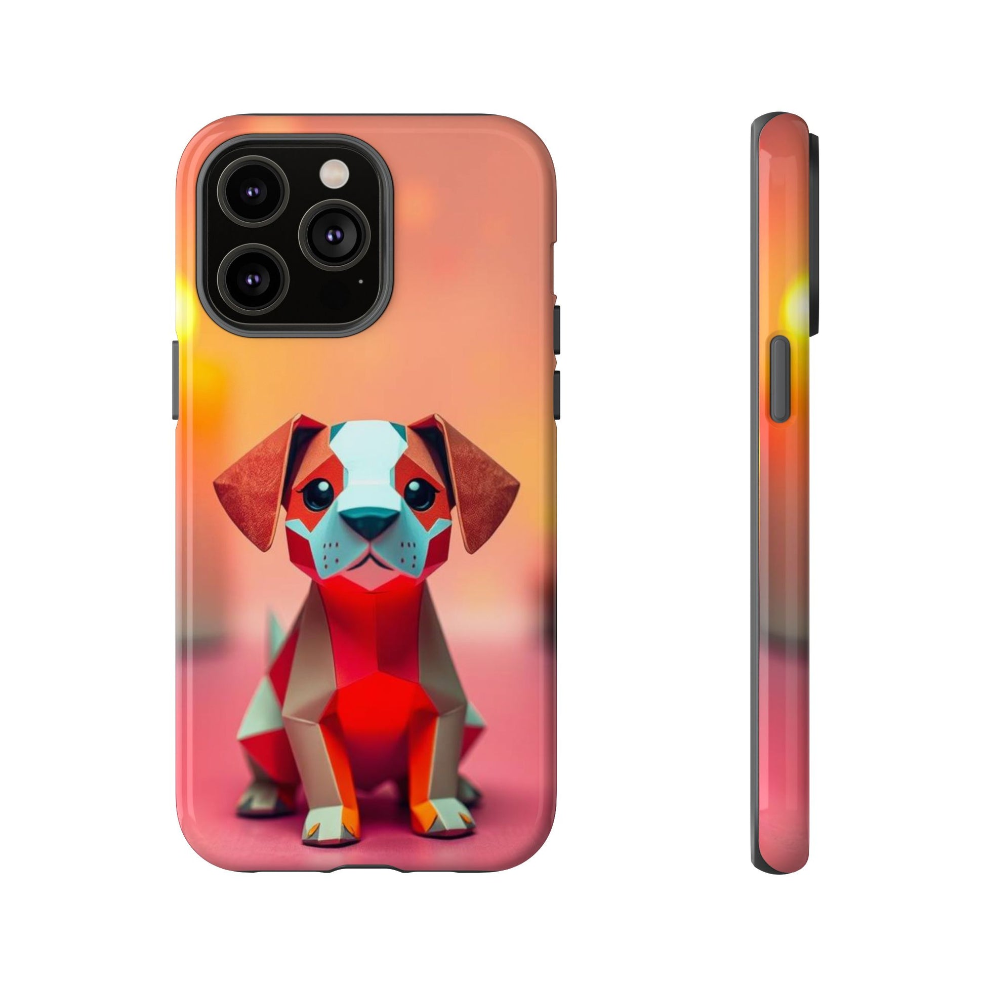 Quirky Origami Dog Design Phone Case - Red Phone Case - iPhone 14 Pro Max / Glossy