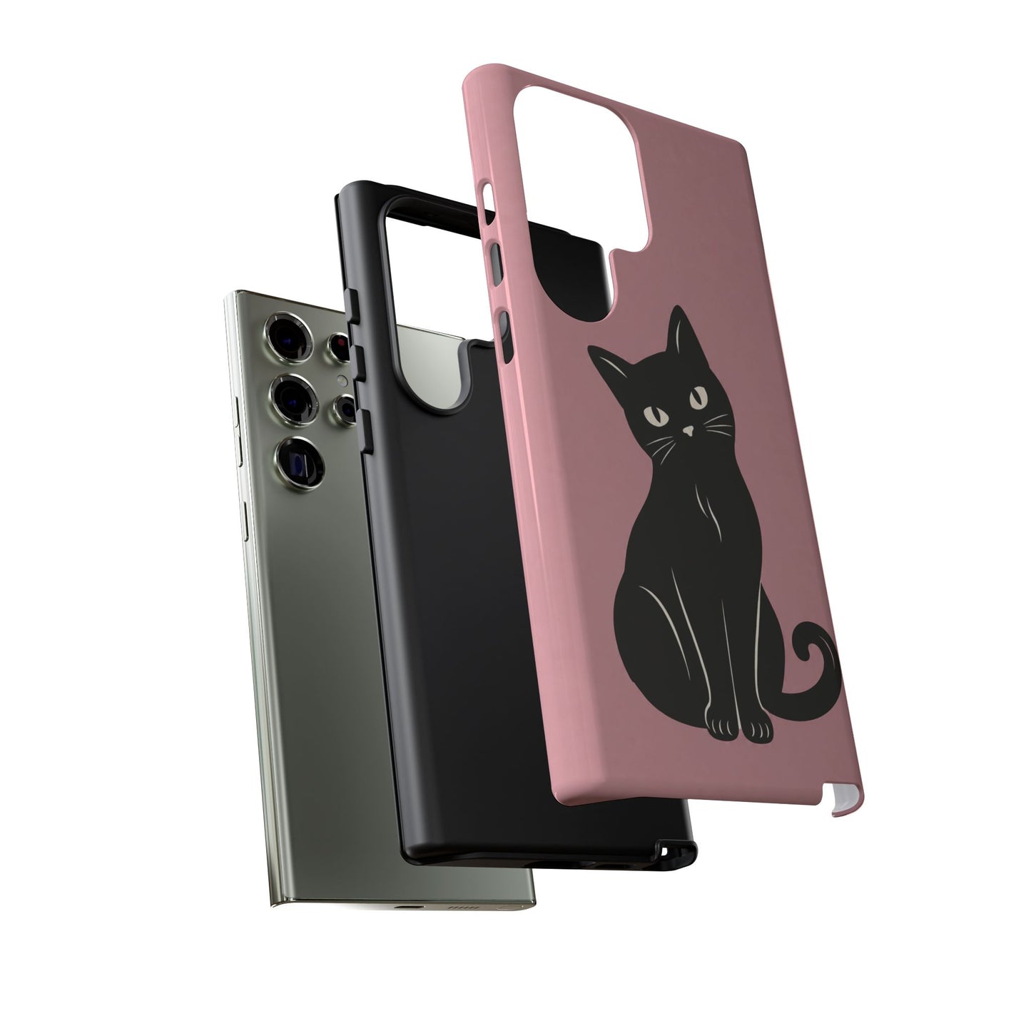 Minimalist Blush Pink & Black Cat Phone Case