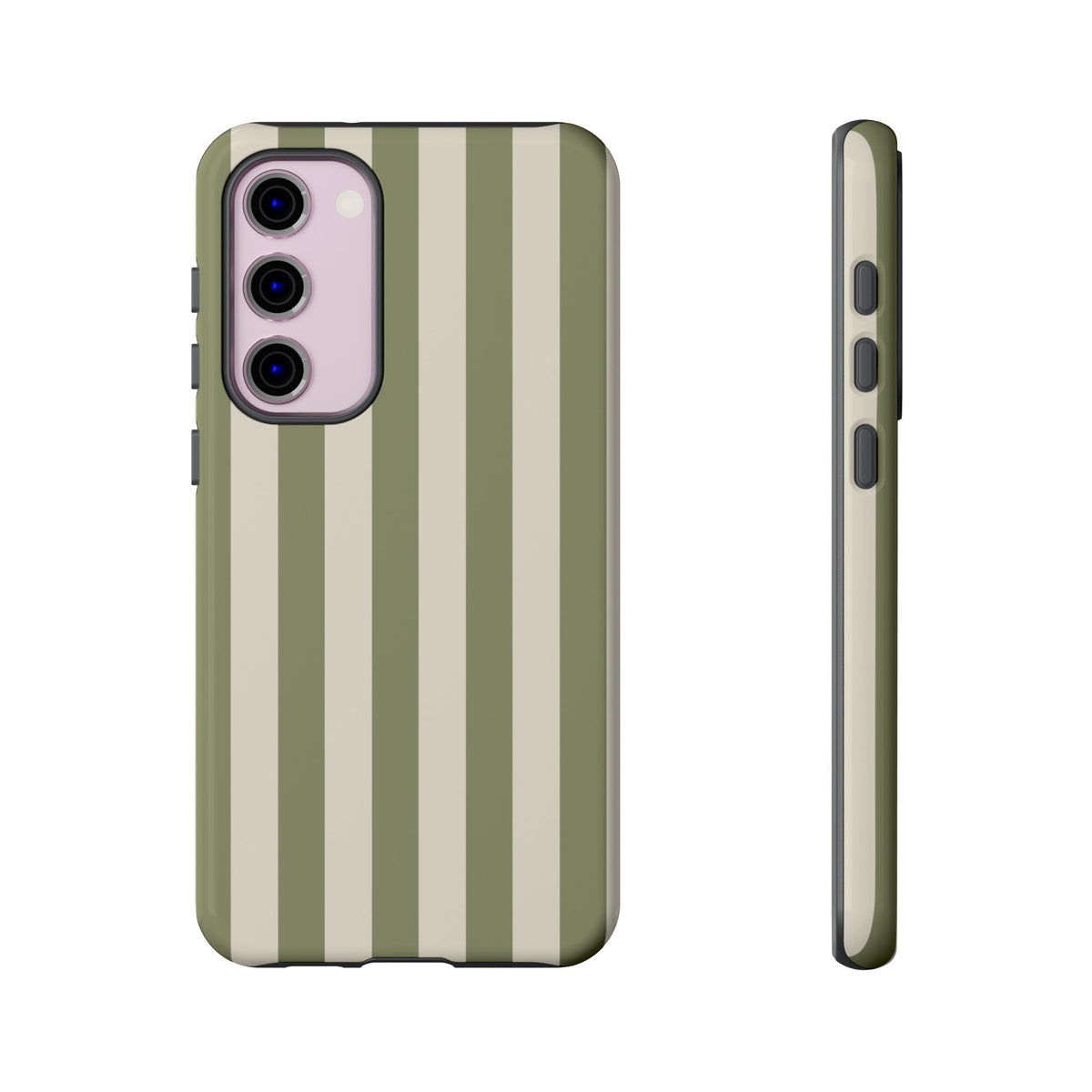 Olive & Beige Stripe Pattern Phone Case - Green Phone Case - Samsung Galaxy S23 Plus / Glossy
