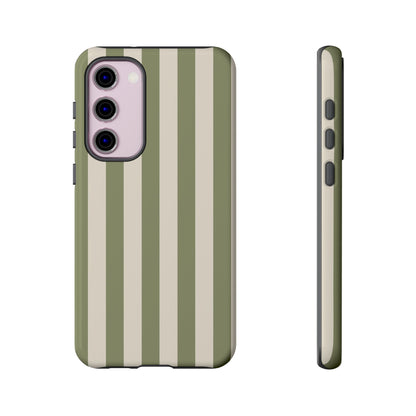 Olive & Beige Stripe Pattern Phone Case - Green Phone Case - Samsung Galaxy S23 Plus / Glossy