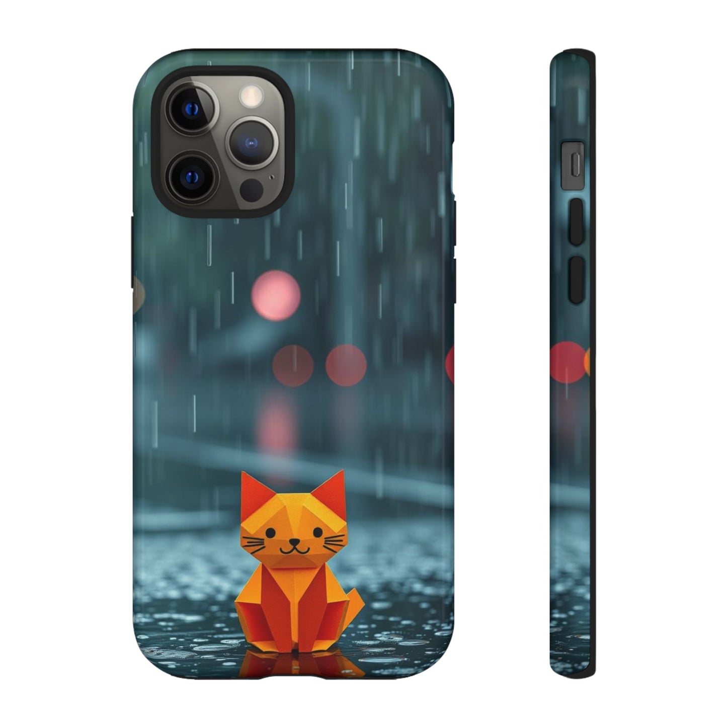 iPhone 12 Pro / Glossy Phone Case - Origami ’Soggy Cat’ Design Phone Case