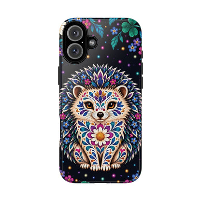 Vibrant Purple and Teal Calavera Hedgehog Phone Case - Multicolor Phone Case - iPhone 16 Plus / Glossy