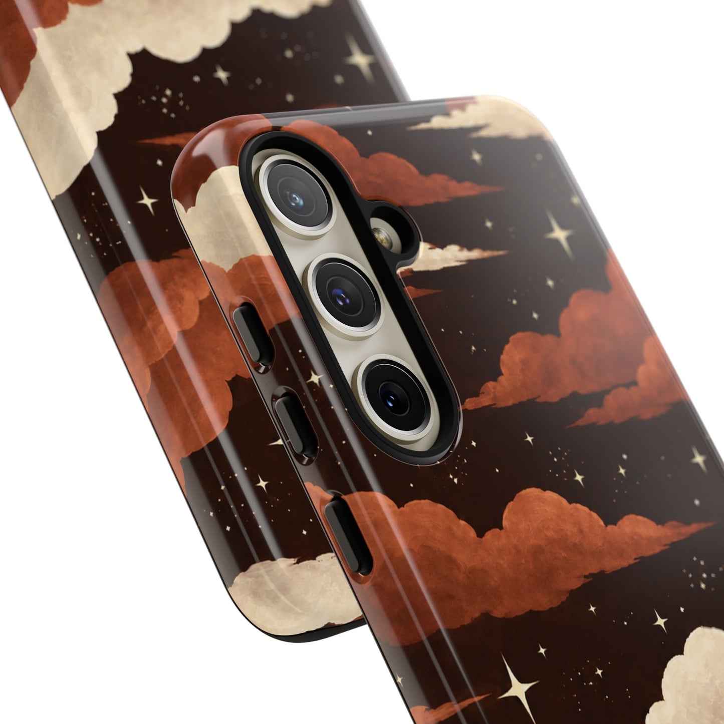 Illustrated Burnt Orange Clouds & Stars Phone Case