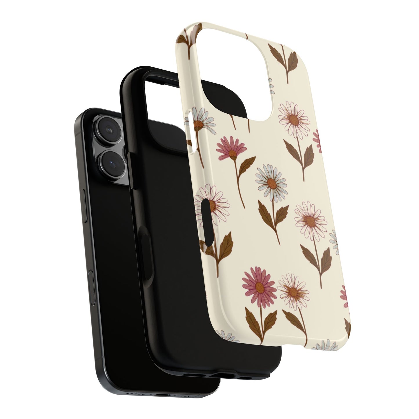 Pretty Cream & Rose Daisy Pattern Phone Case