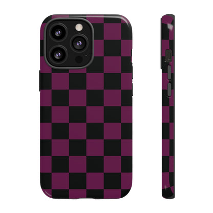 Trendy Plum & Black Checked Pattern Phone Case - Purple Phone Case - iPhone 13 Pro / Glossy