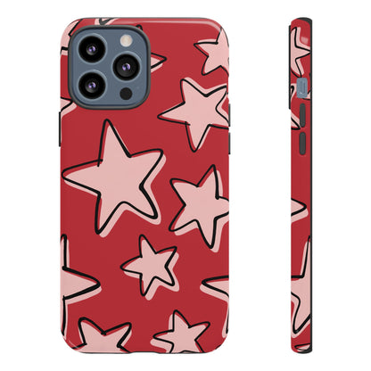 Cherry Red Doodle Star Phone Case