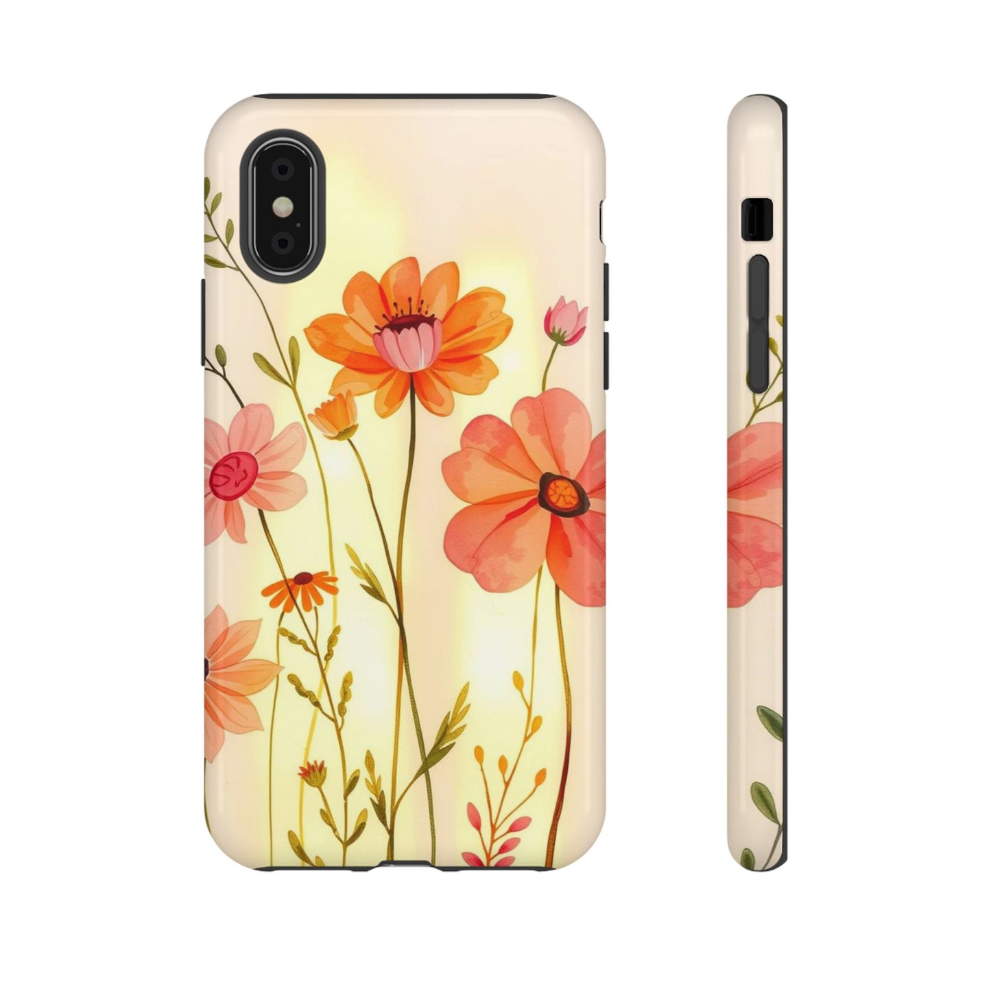 iPhone X / Glossy Phone Case - Watercolour Bunch of Wildflowers Design Phone Case