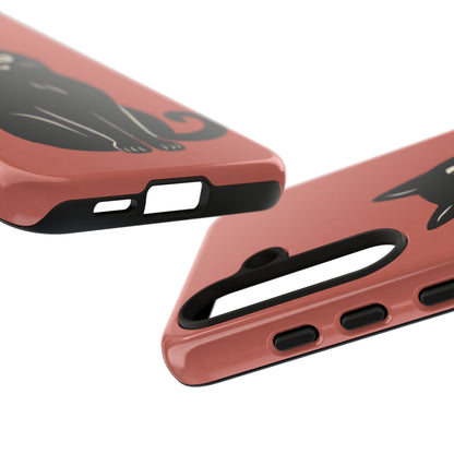Minimalist Coral Red & Black Cat Phone Case