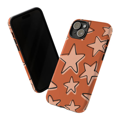 Burnt Orange Doodle Star Phone Case