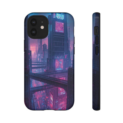 Neon Cyberpunk Megacity Sci-fi Phone Case - Blue Phone Case - iPhone 12 Mini / Glossy