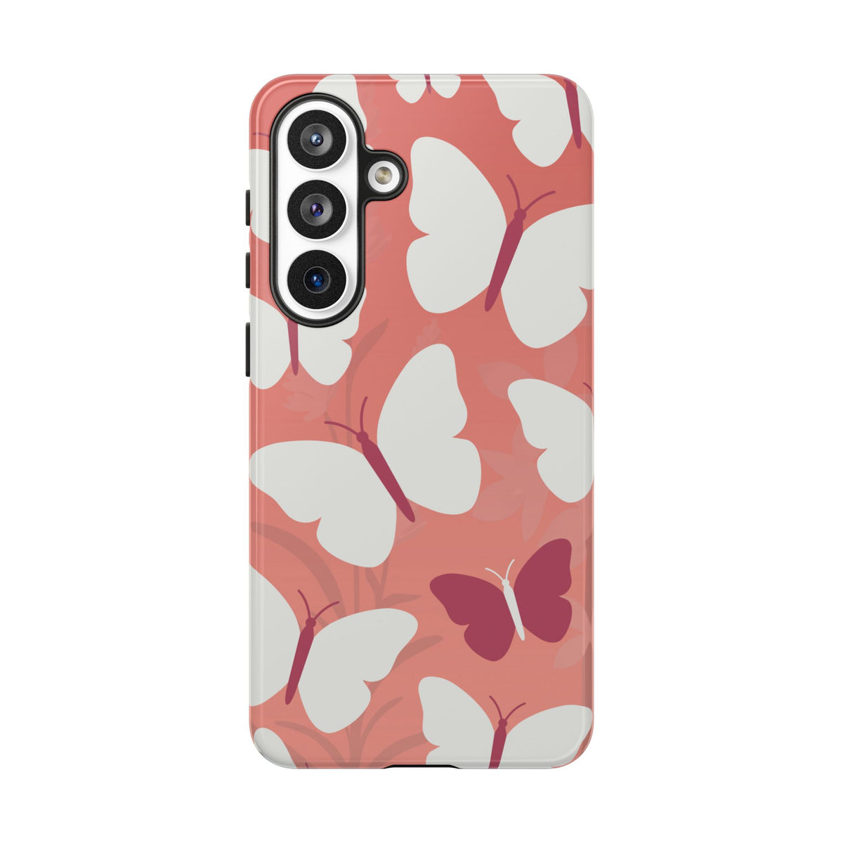 Minimalist Pink Butterfly Pattern Phone Case - Pink Phone Case - Samsung Galaxy S26 Plus / Glossy