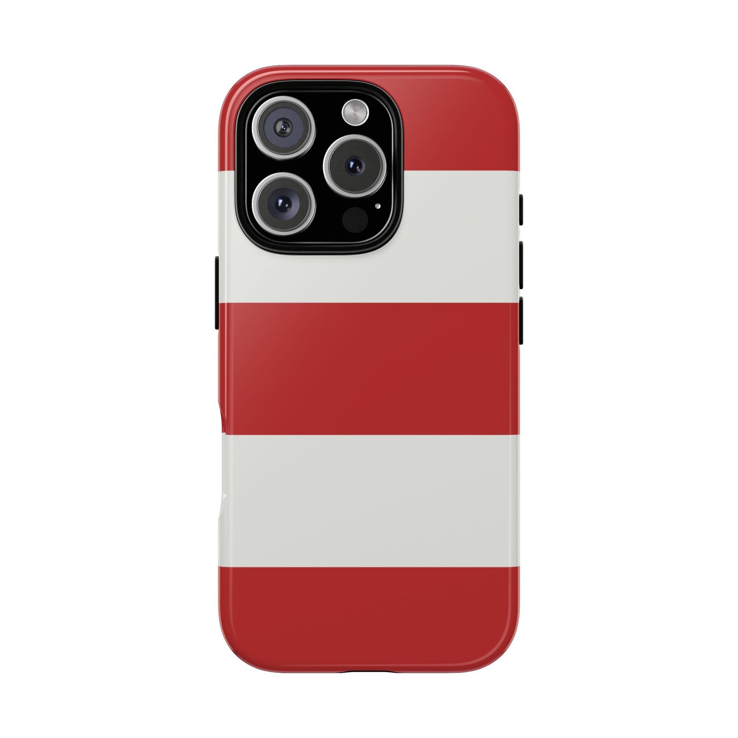 iPhone 16 Pro / Glossy Phone Case - Red & White Horizontal Stripe Pattern Phone Case