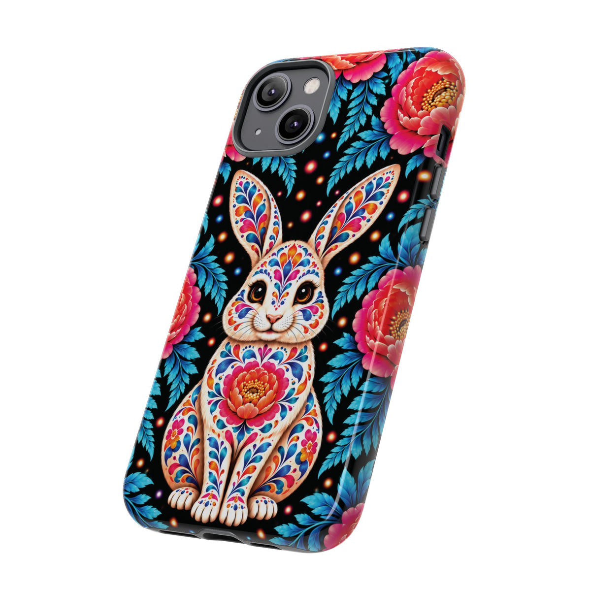 Cute Pink and Turquoise Calavera Bunny Phone Case - Multicolor Phone Case
