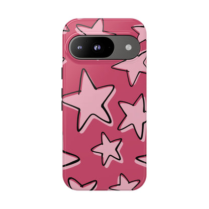 Raspberry Pink Doodle Star Phone Case