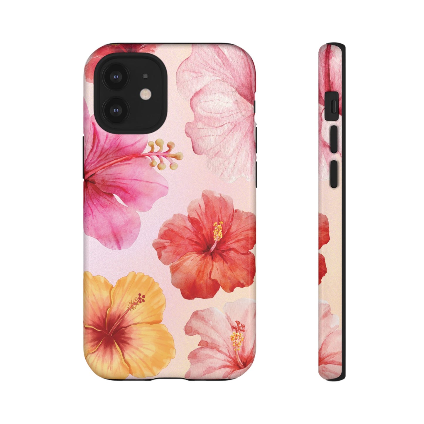 iPhone 12 Mini / Glossy Phone Case - ’Pink Hibiscus Pattern #1’ Phone Case