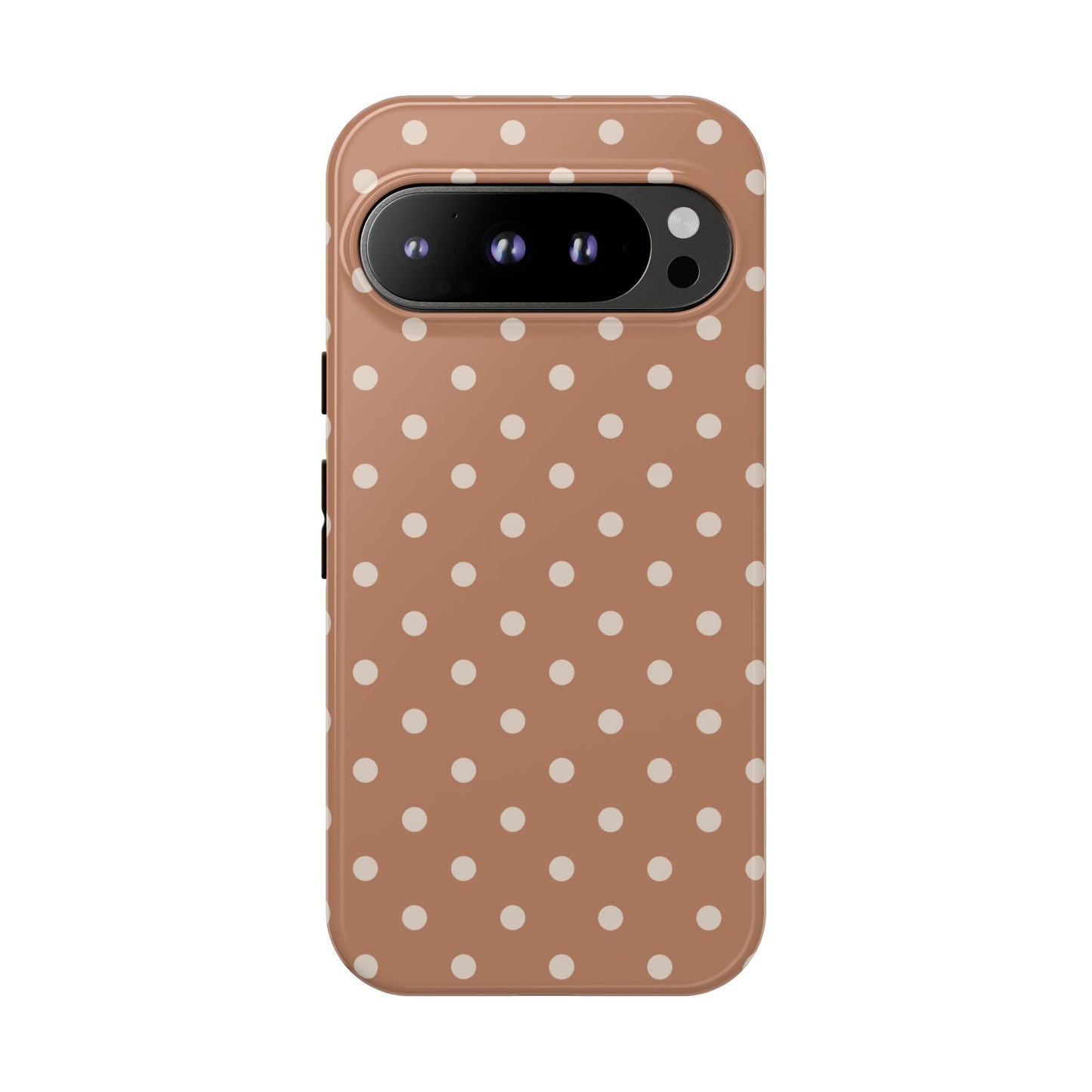 Google Pixel 9 Pro / Glossy Phone Case - Brown with White Dot Pattern Phone Case