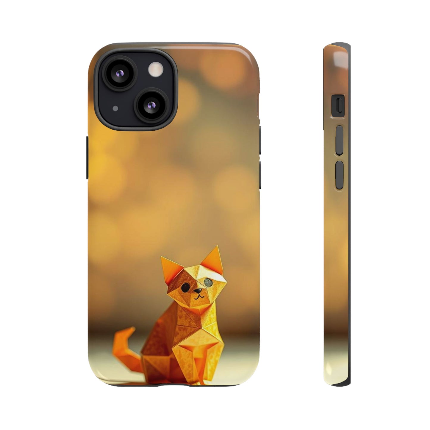 iPhone 13 Mini / Glossy Phone Case - Origami Cat Design Phone Case
