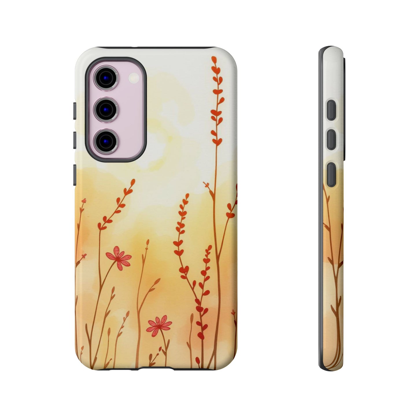 Samsung Galaxy S23 Plus / Glossy Phone Case - Boho Chic Watercolour Wildflower Dusk Pattern Phone Case