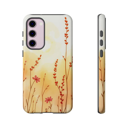 Samsung Galaxy S23 Plus / Glossy Phone Case - Boho Chic Watercolour Wildflower Dusk Pattern Phone Case