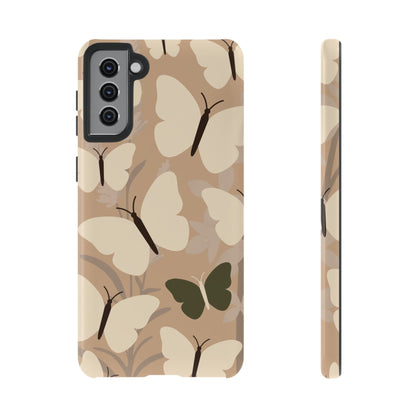 Minimalist Beige Butterfly Pattern Phone Case - Beige Phone Case - Samsung Galaxy S21 Plus / Glossy