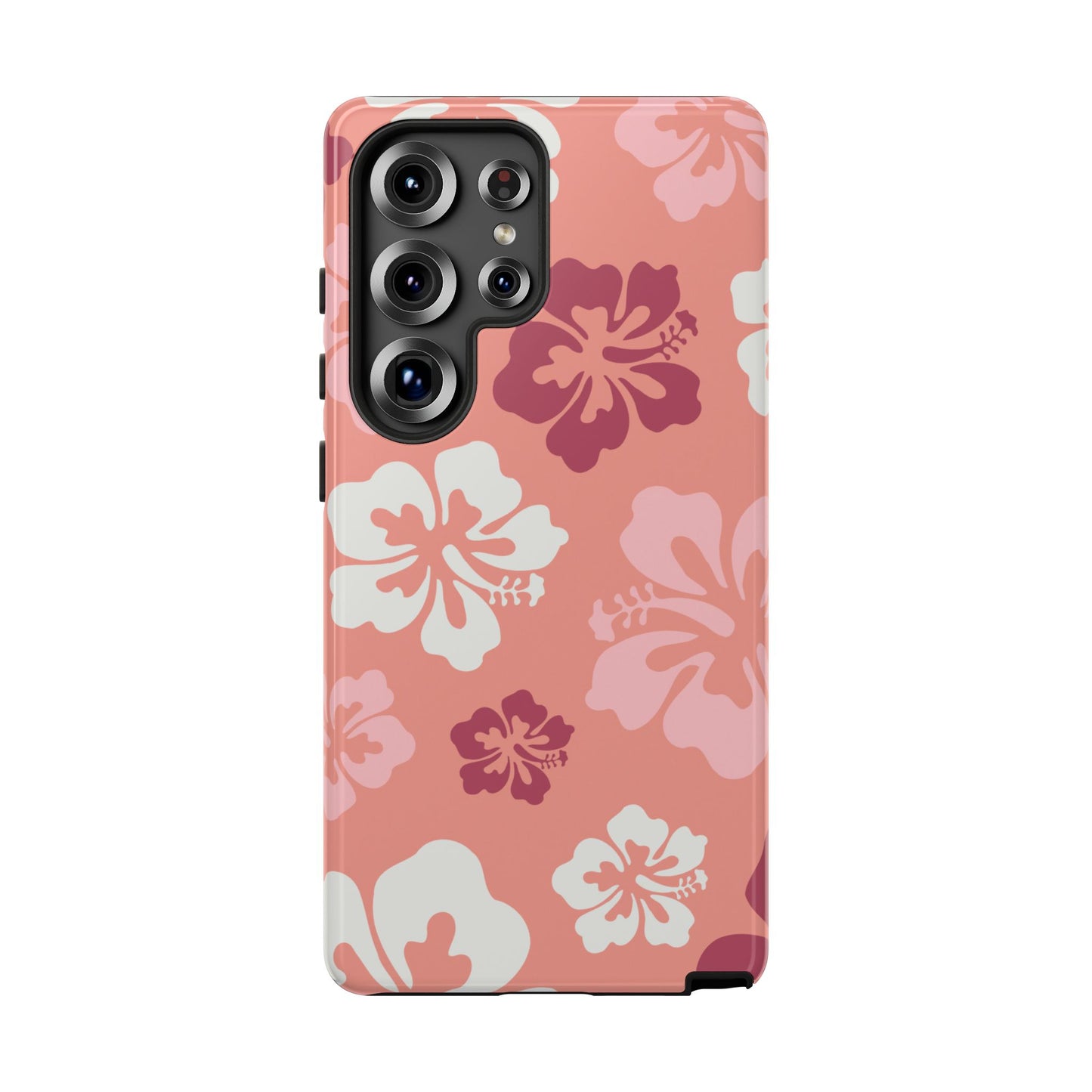 Samsung Galaxy S25 Ultra / Glossy Phone Case - ’Pink Hibiscus Retro Pattern #3’ Phone Case