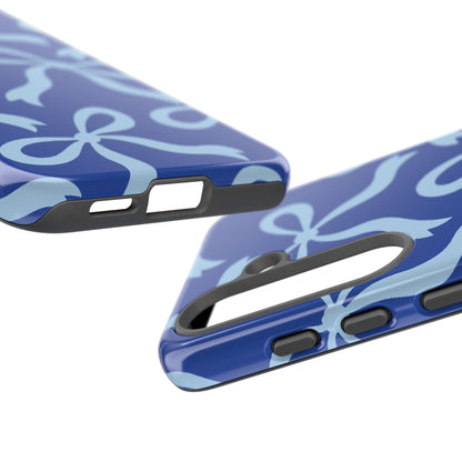 Bold Cobalt Blue and Powder Blue Bow Pattern Phone Case - Blue Phone Case