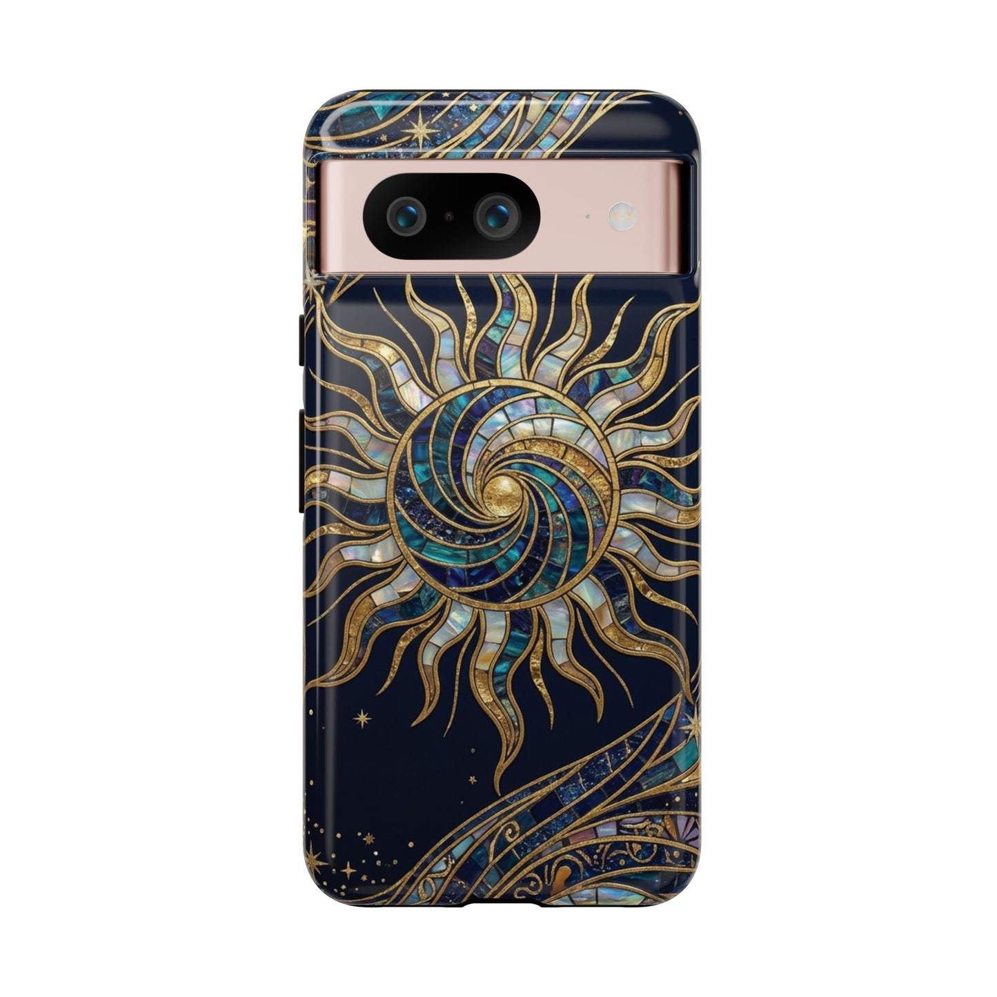 Elegant Navy & Gold Solar Spiral Phone Case