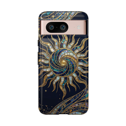 Elegant Navy & Gold Solar Spiral Phone Case