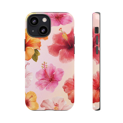 iPhone 13 Mini / Glossy Phone Case - ’Pink Hibiscus Pattern #2’ Phone Case
