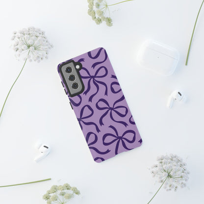 Bold Lilac and Deep Purple Bow Pattern Phone Case