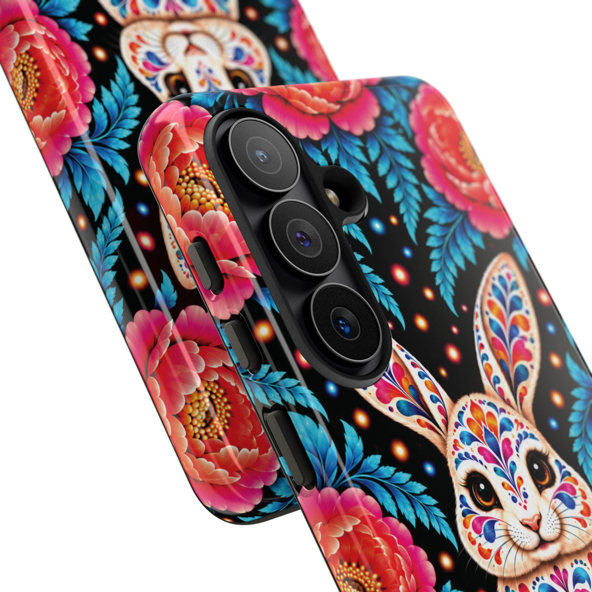 Cute Pink and Turquoise Calavera Bunny Phone Case - Multicolor Phone Case