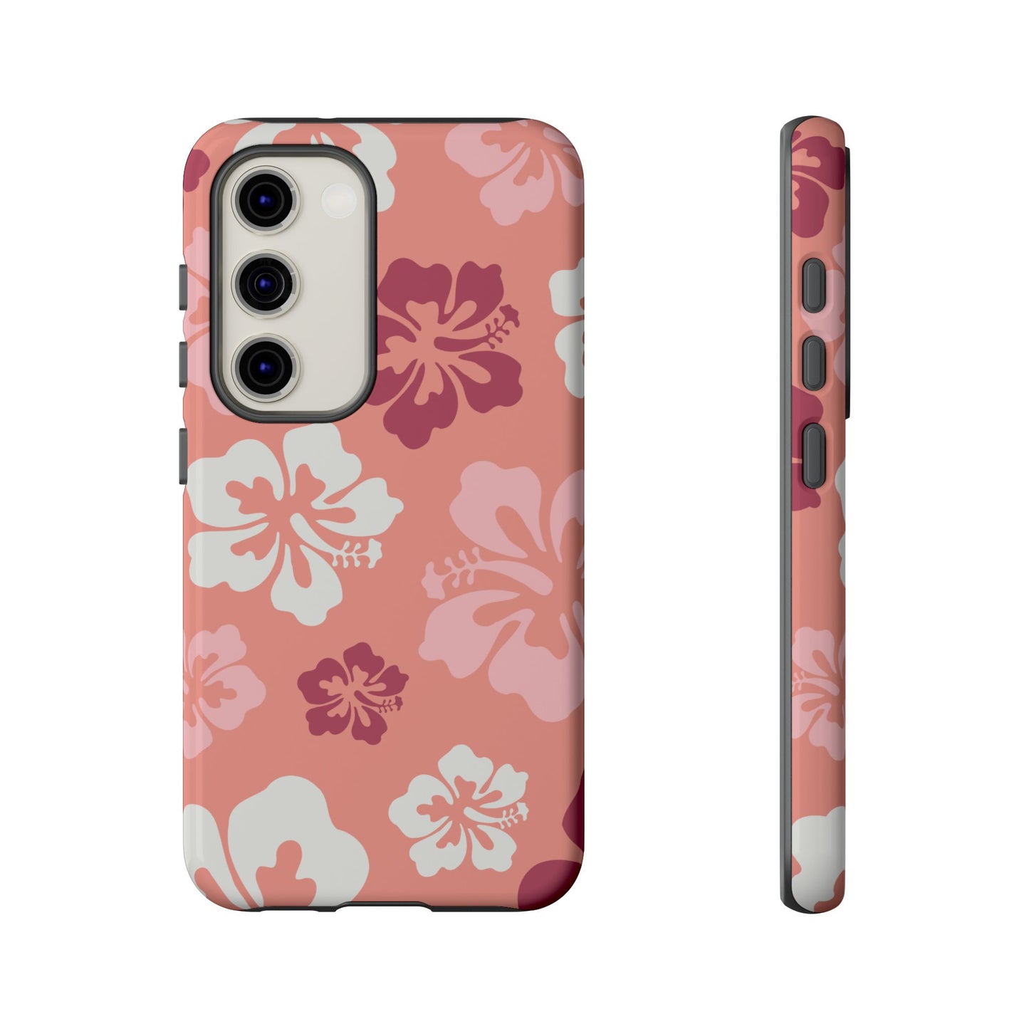 Samsung Galaxy S23 / Glossy Phone Case - ’Pink Hibiscus Retro Pattern #3’ Phone Case