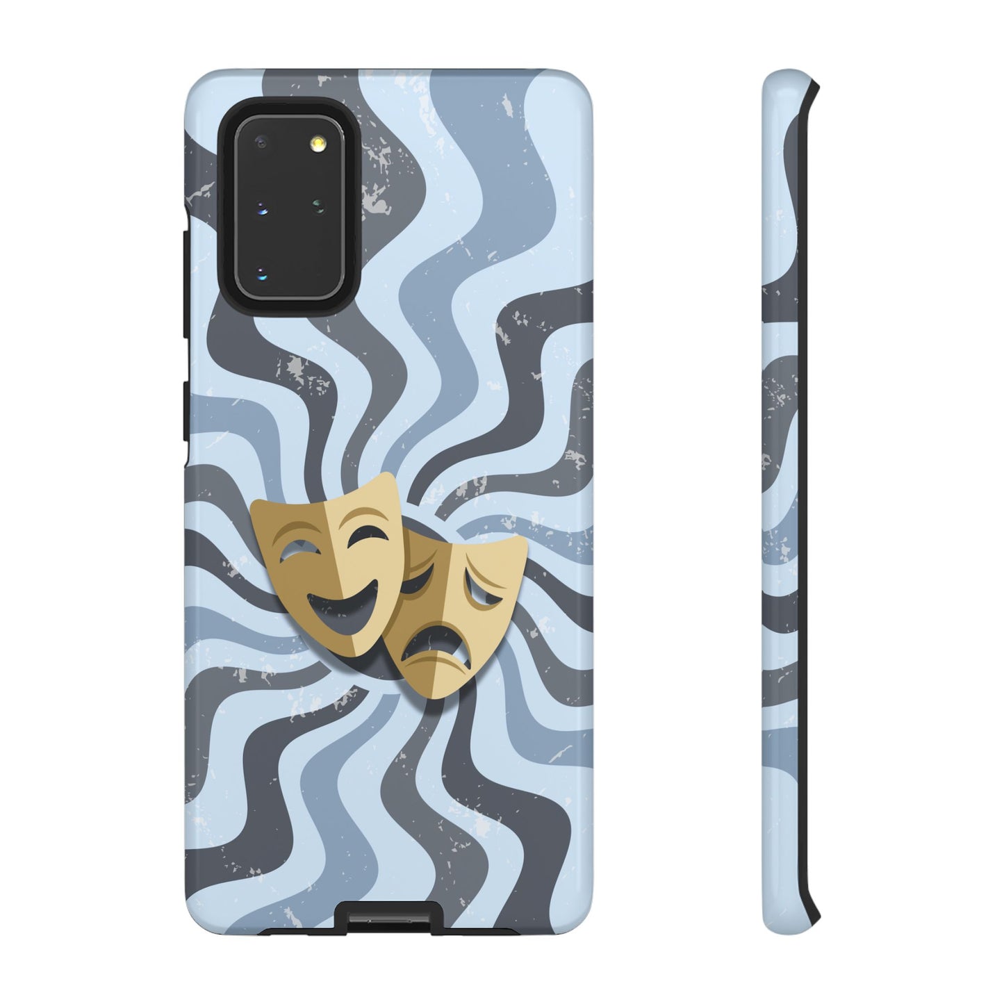 Comedy & Tragedy Masks – Blue Minimal Retro Wave Phone Case - Blue Phone Case - Samsung Galaxy S20+ / Glossy
