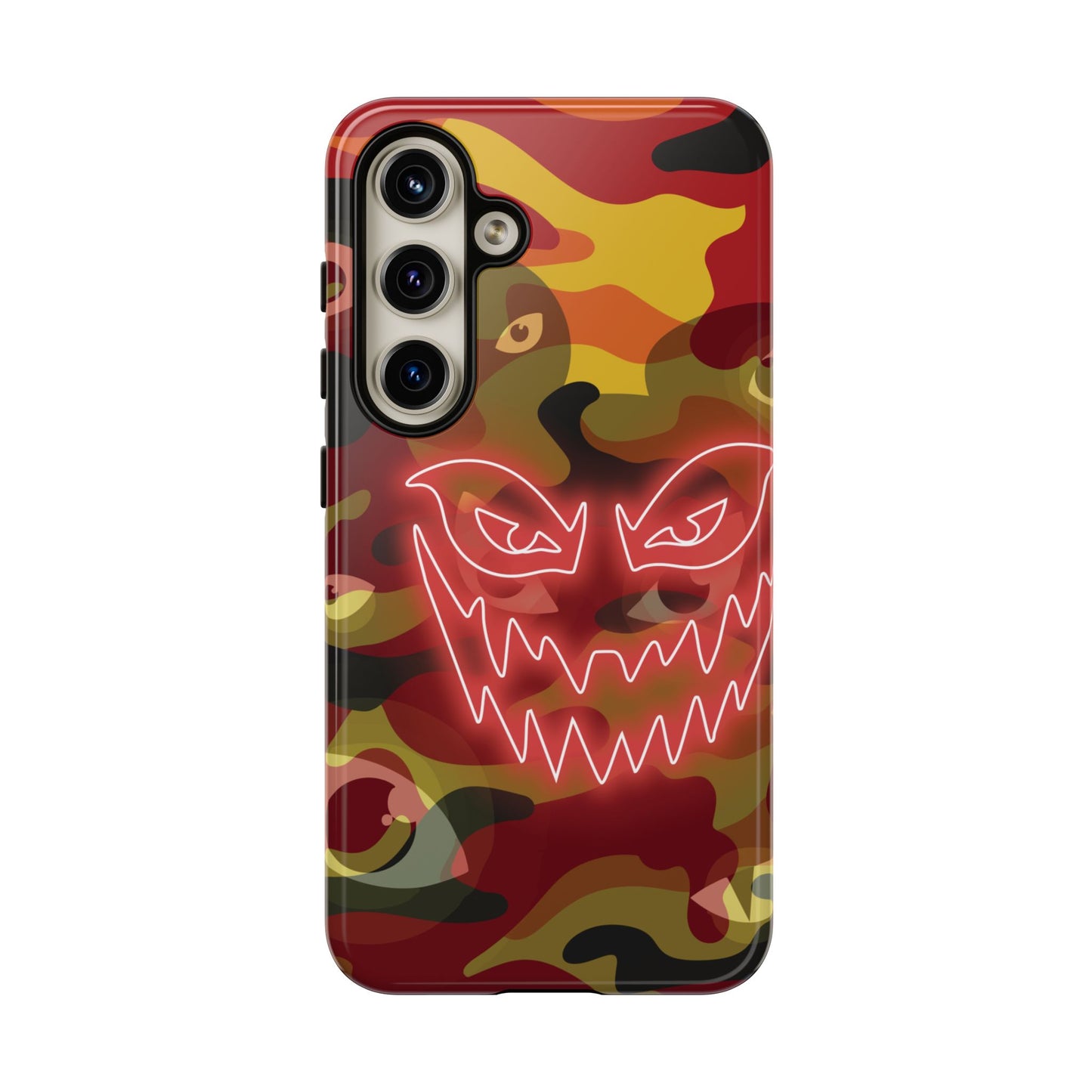 Inferno Neon Face Camo Phone Case - Red Phone Case - Samsung Galaxy S24 / Glossy