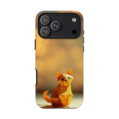 iPhone 17 Pro Max / Glossy Phone Case - Origami Cat Design Phone Case