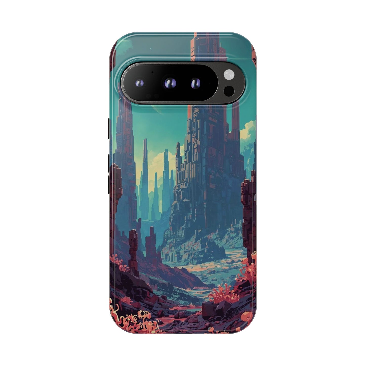 Alien Monolith Valley Sci-fi Phone Case - Pink Phone Case - Google Pixel 9 Pro / Glossy