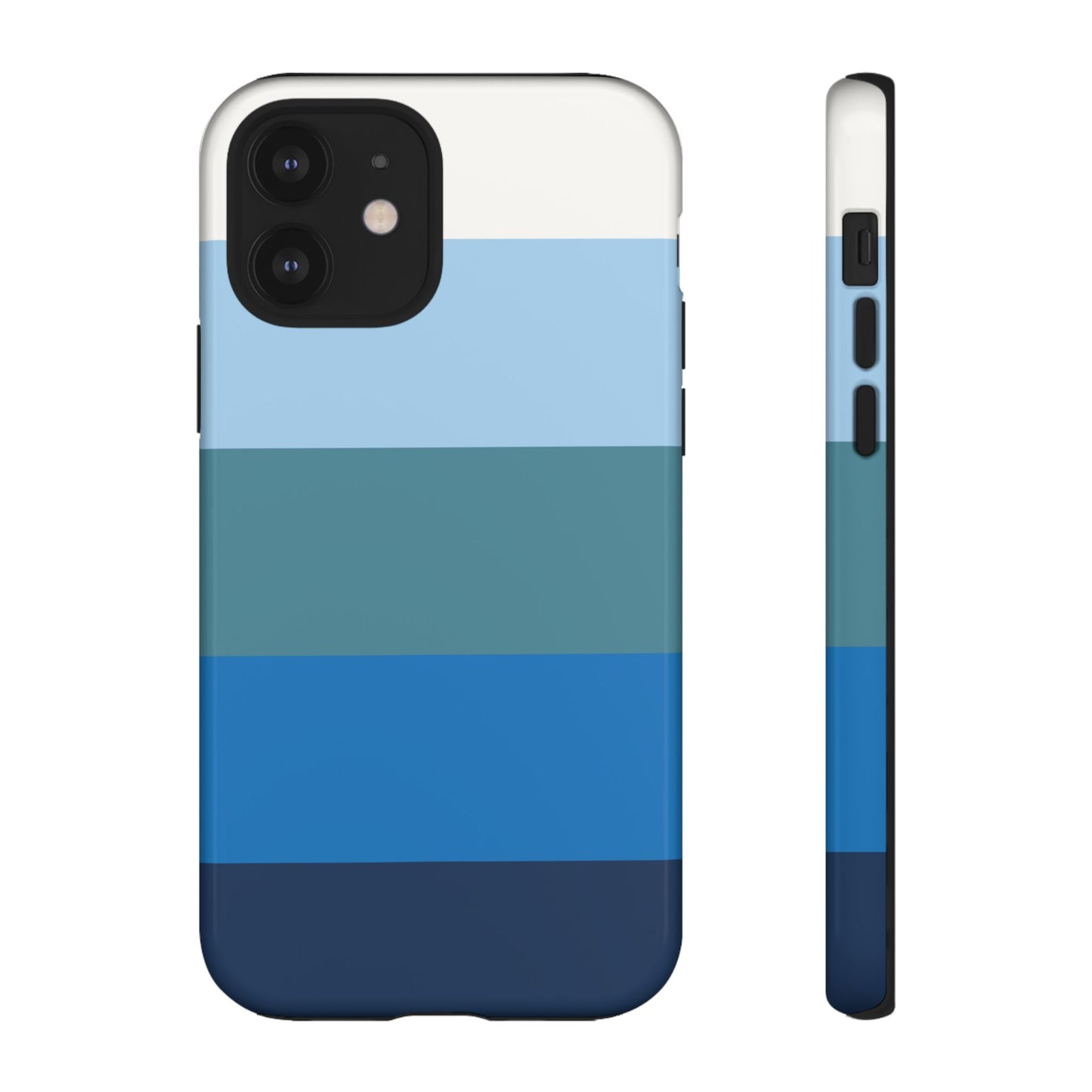 Blue and White Stripe Pattern Phone Case - Blue Phone Case - iPhone 12 / Glossy