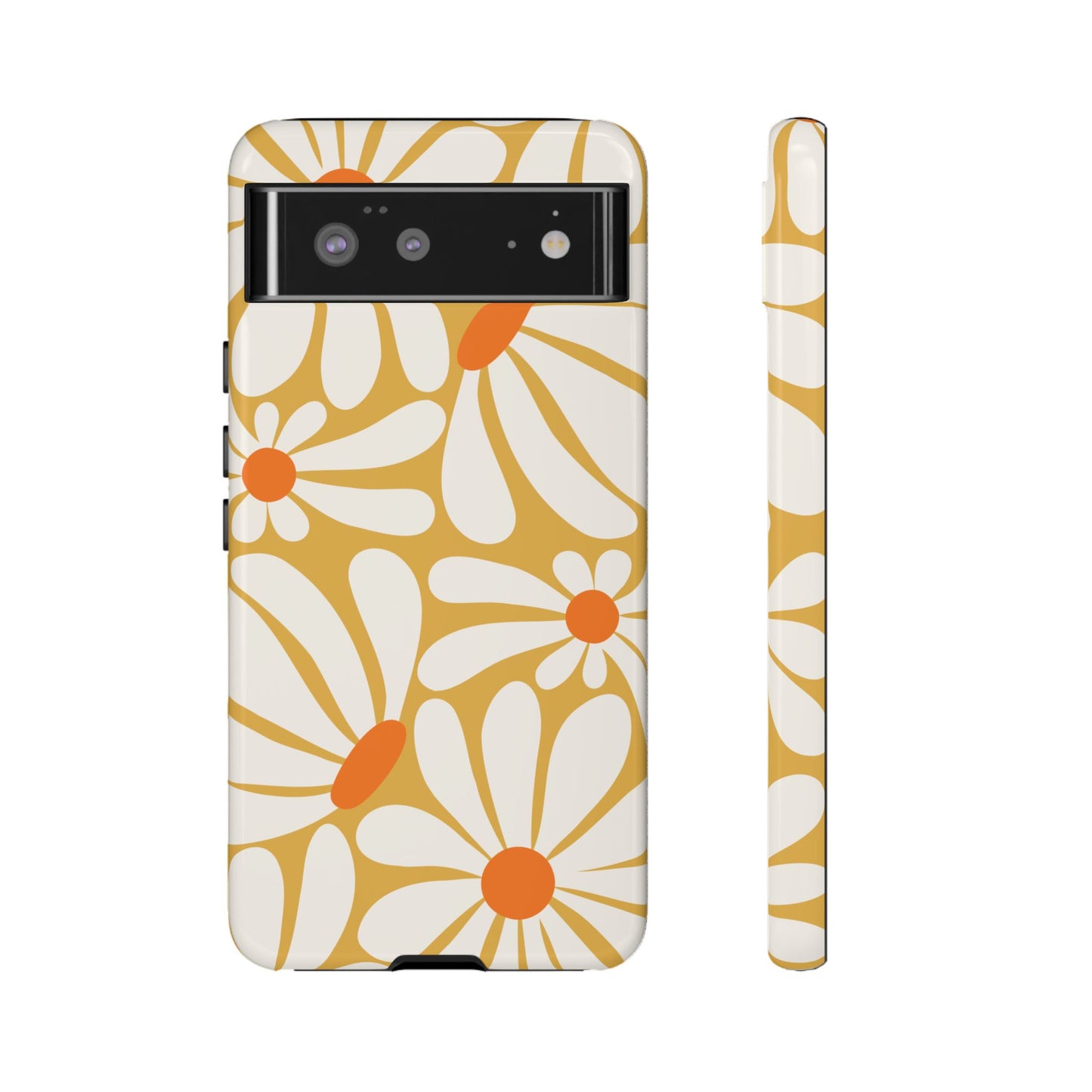 Google Pixel 6 / Glossy Phone Case - Retro Yellow Daisy Pattern Phone Case