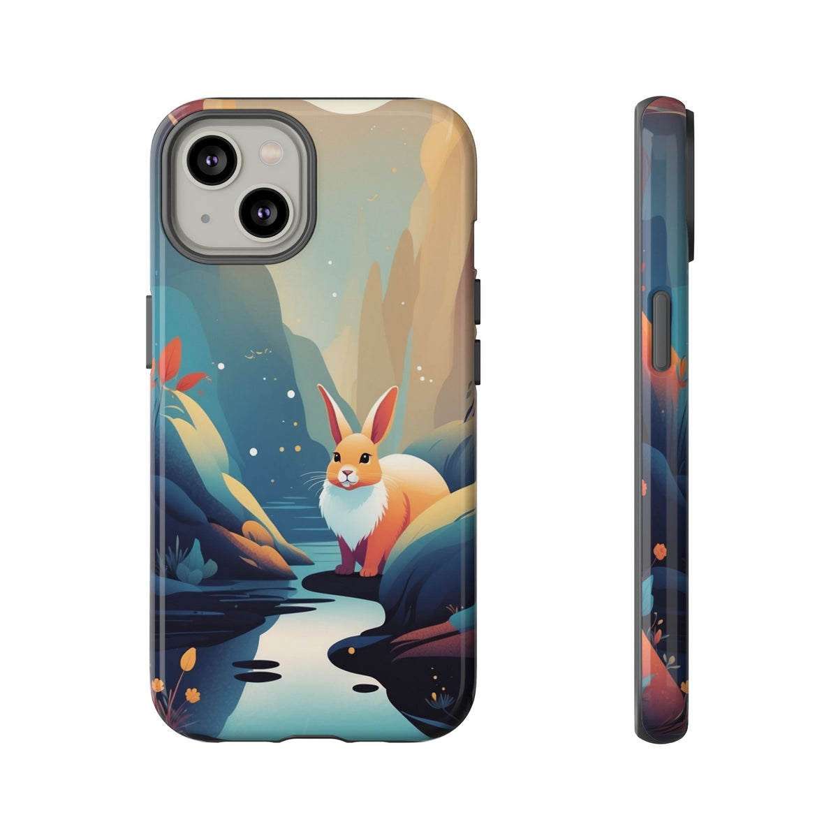 Stylised Rabbit Design Phone Case - Multicolor Phone Case - iPhone 14 / Glossy